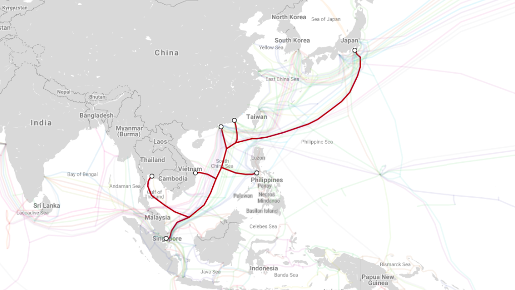 Tuyến cáp ADC với 7 điểm kết nối, trong đó có Việt Nam.