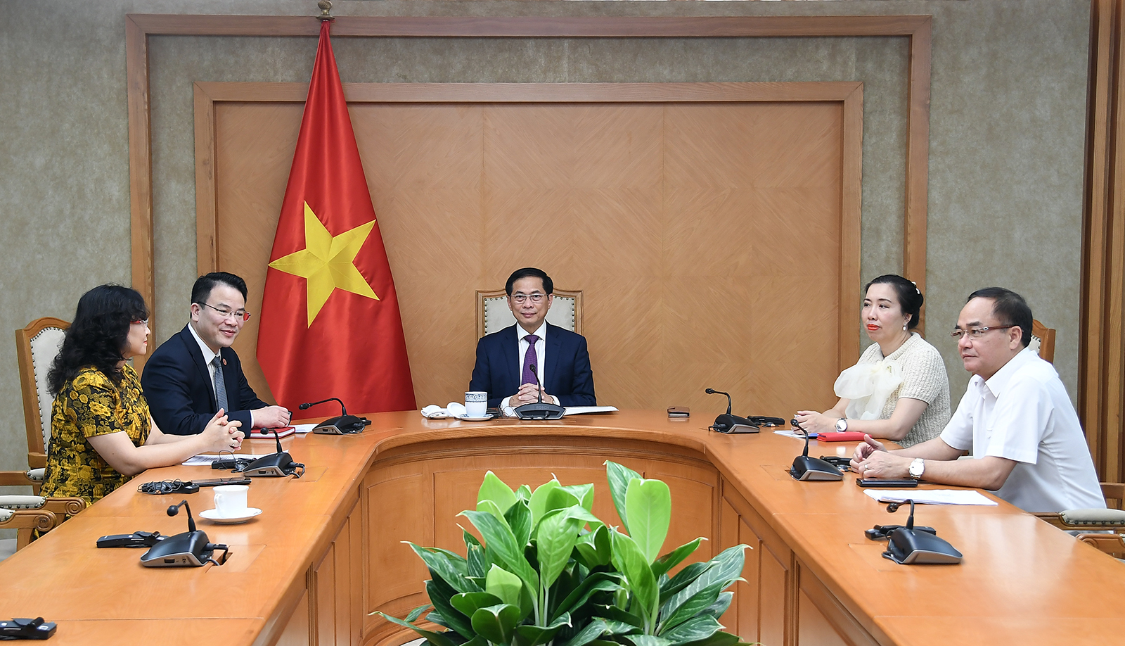 Phó Thủ tướng Chính phủ Bùi Thanh Sơn điện đàm với Phó Chủ tịch Ủy ban Châu Âu (EC), Đại diện cấp cao EU về Chính sách đối ngoại và an ninh Kaja Kallas - Ảnh: VGP