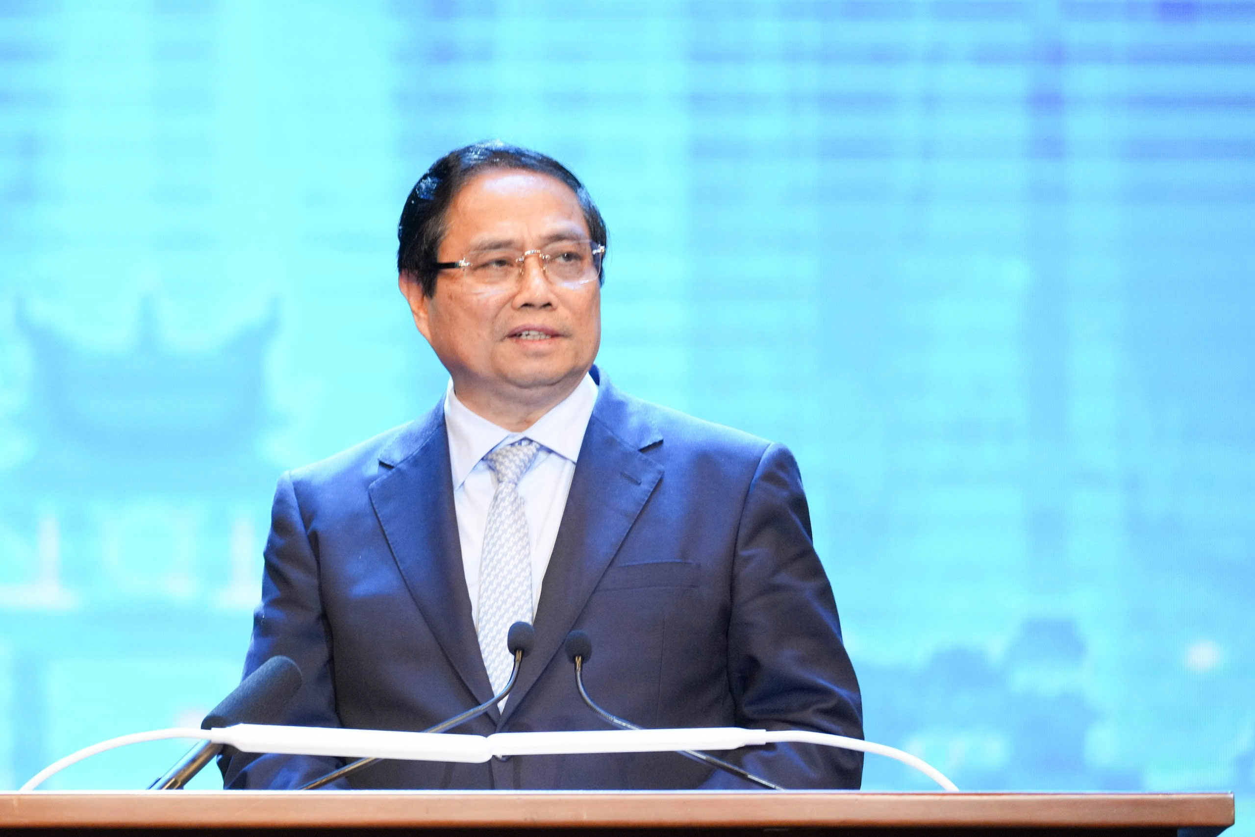 Thủ tướng Chính phủ Phạm Minh Chính phát biểu tại Hội nghị Thượng đỉnh P4G lần thứ 4 (Ảnh: Việt Tuấn) 