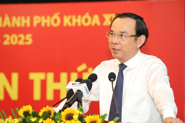 Bí thư Thành ủy Nguyễn Văn Nên phát biểu tại Hội nghị - Ảnh: VGP/Vũ Phong.