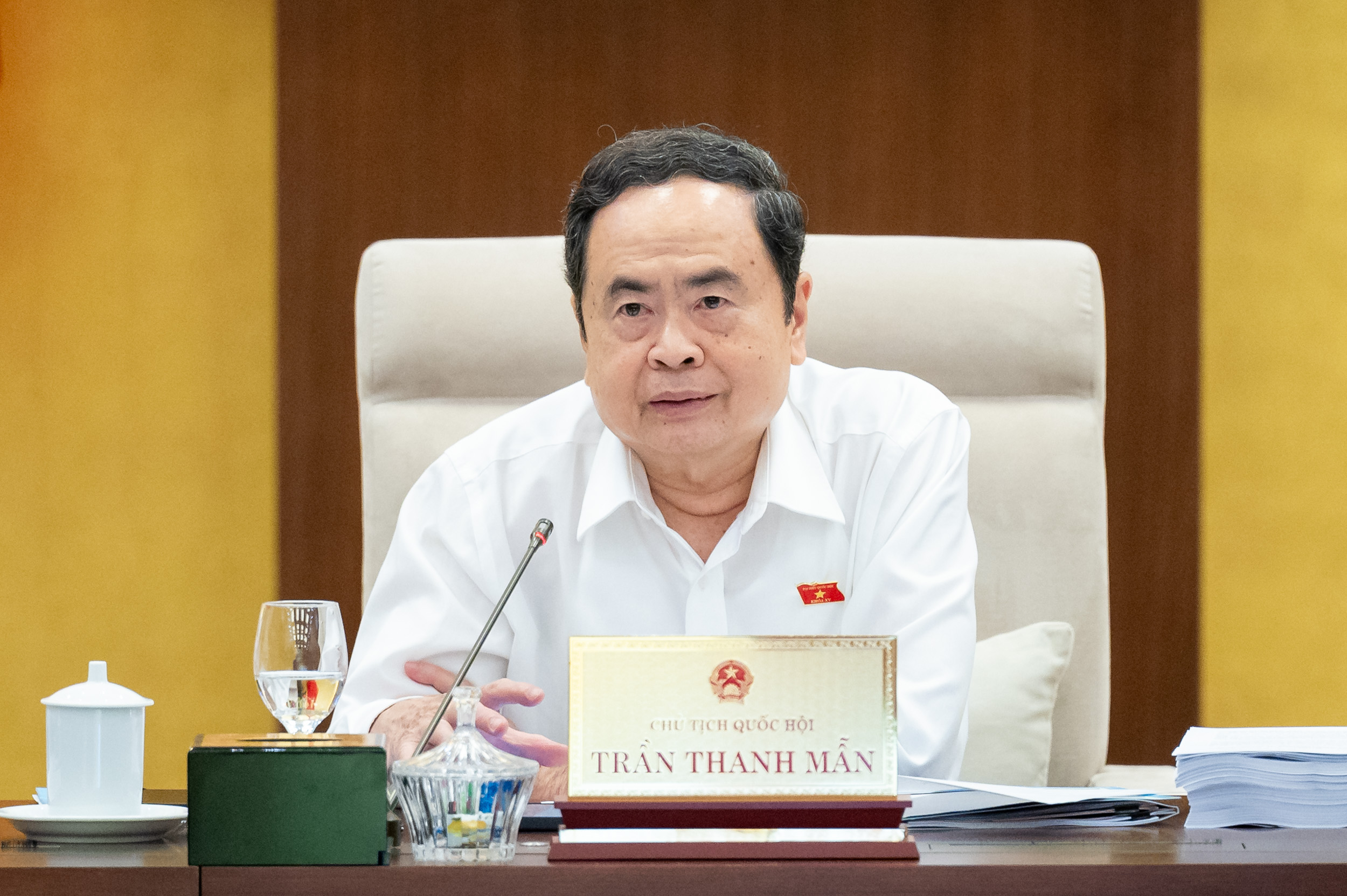 Chủ tịch Quốc hội Trần Thanh Mẫn phát biểu tại phiên họp.