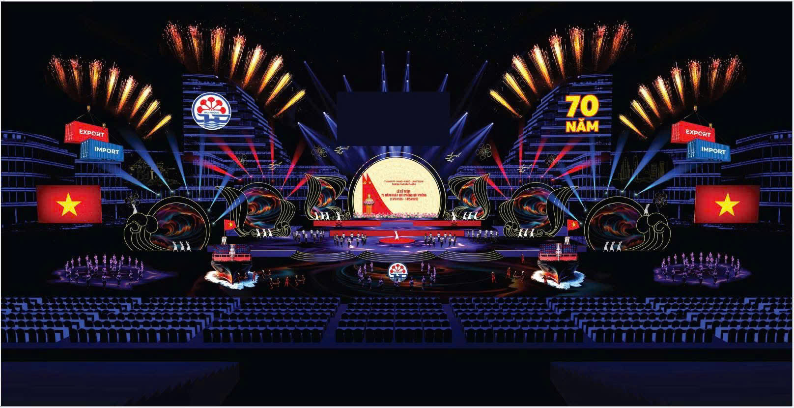 Phối cảnh sân khấu Lễ hội Hoa phượng đỏ 2025