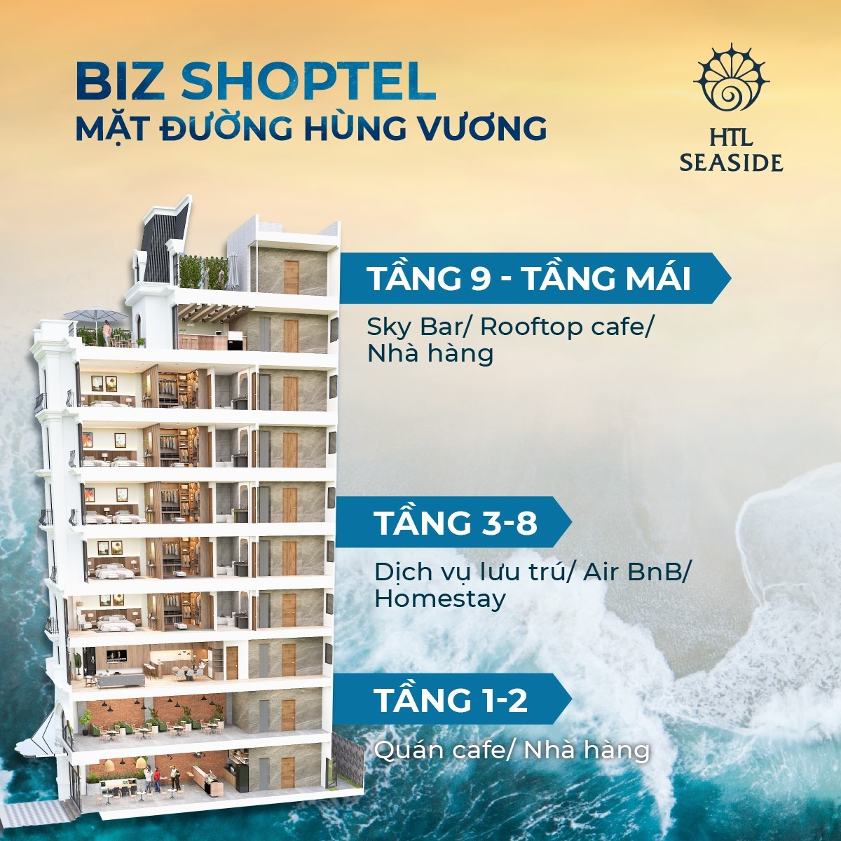 Thiết kế đa c&ocirc;ng năng của Shoptel HTL Seaside vừa để ở, vừa c&oacute; thể kinh doanh mang lại d&ograve;ng tiền ổn định cho nh&agrave; đầu tư.