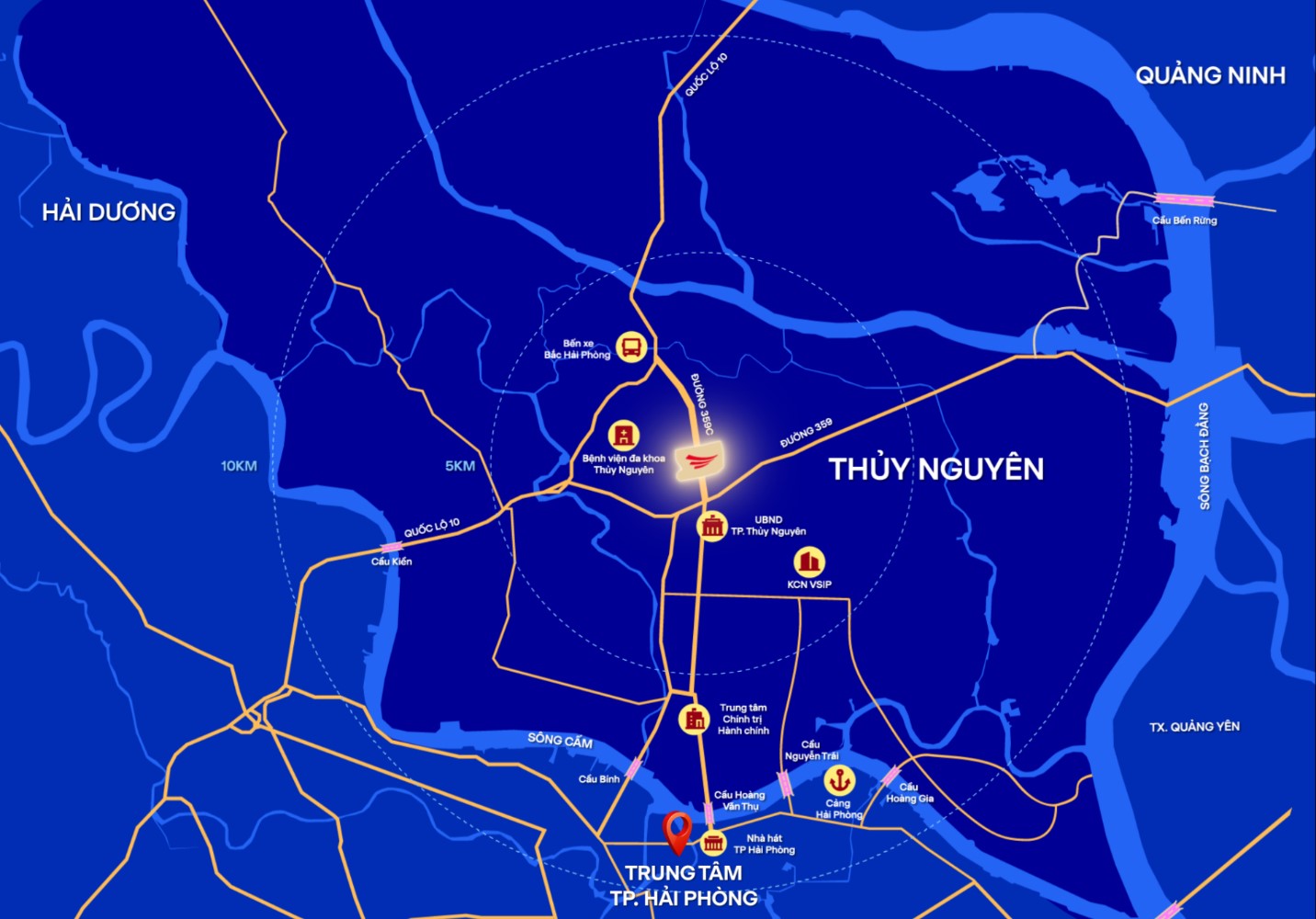 Vlasta - Thuỷ Nguyên nằm tại vị trí trung tâm của Thuỷ Nguyên.