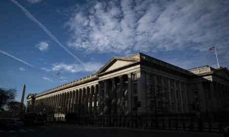 Tòa nhà Bộ Tài chính Mỹ tại Washington, DC - Ảnh: Bloomberg