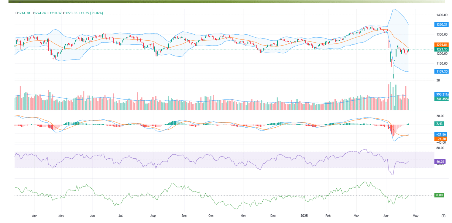 Chúng tôi cho rằng thị trường có thể sẽ tiếp tục đà tăng trong phiên kế tiếp và chỉ số VN-Index có thể sẽ biến động quanh mức 1.230 điểm. 