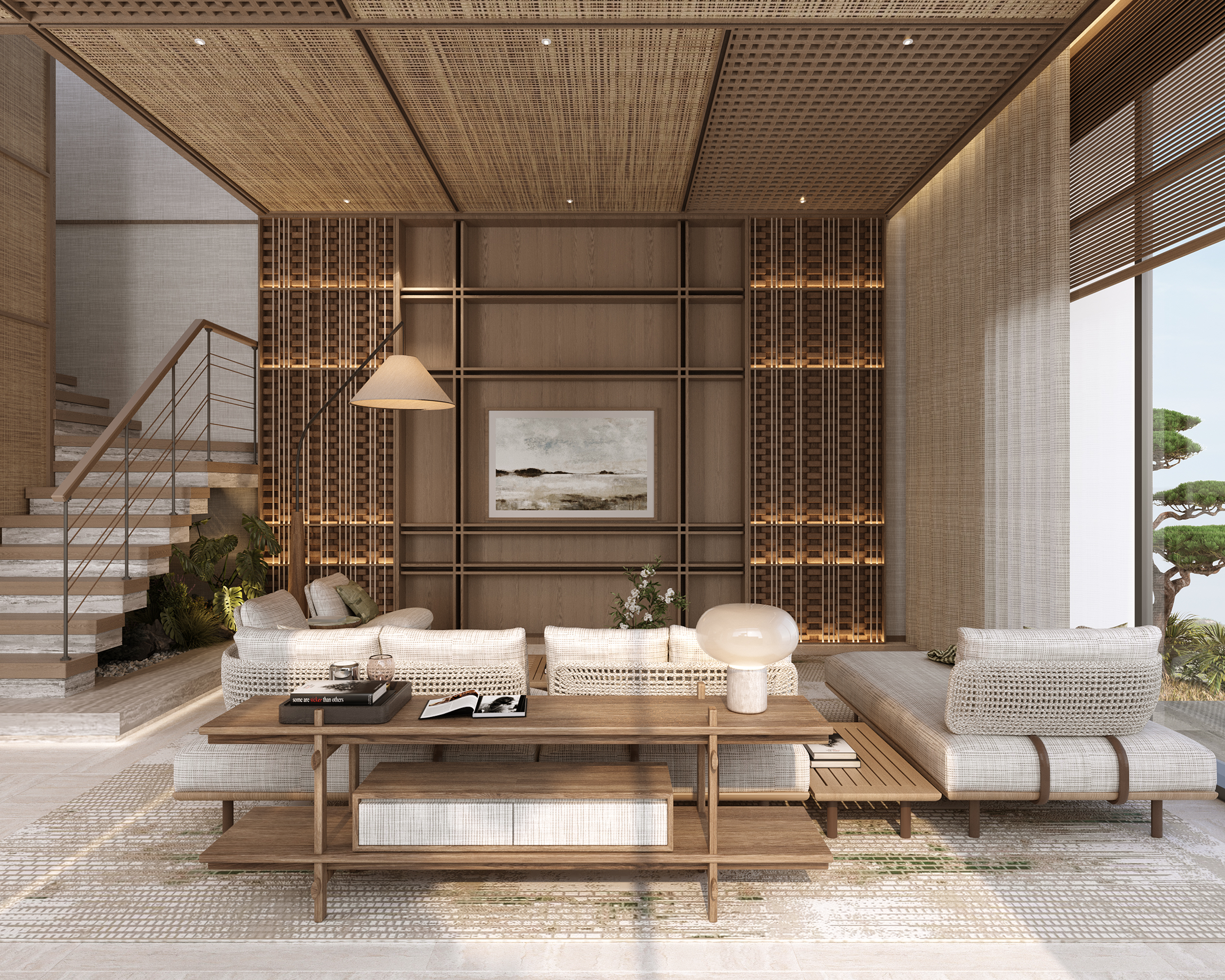 Màu sắc trầm ấm từ be, nâu đất đến xanh ô liu tạo nên bản giao hưởng thị giác nhẹ nhàng và thư giãn tại Essensia Parkway.