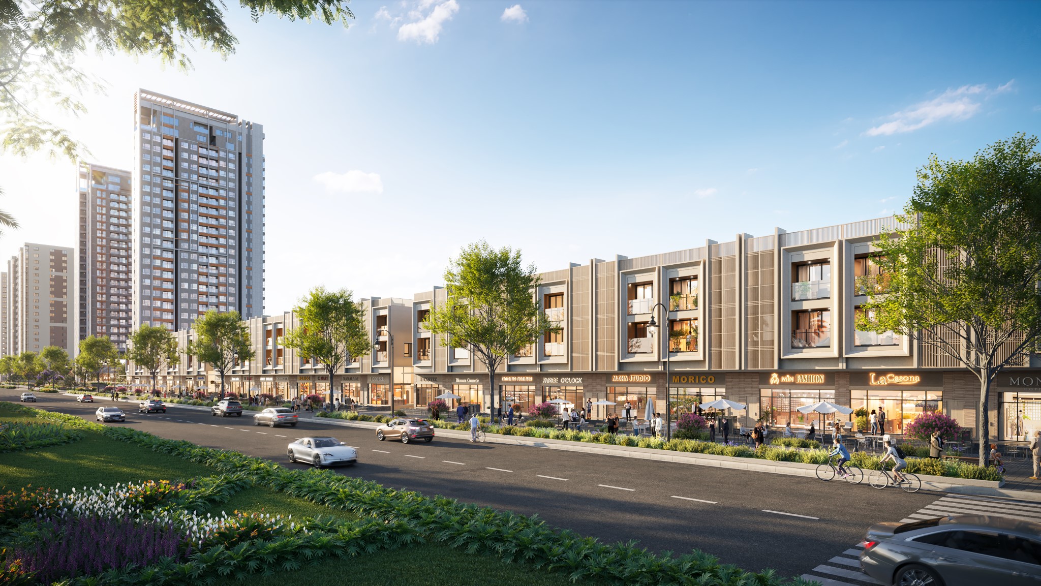 Những căn nh&agrave; phố thương mại lan tỏa nguồn năng lượng phồn vinh, nhịp sống s&ocirc;i động v&agrave; kết nối cộng đồng, nhưng vẫn giữ trọn cảm gi&aacute;c th&acirc;n thuộc của một tổ ấm.