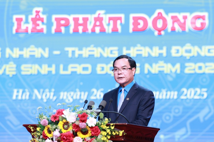 Ông Nguyễn Đình Khang, Chủ tịch Tổng Liên đoàn Lao động Việt Nam. Ảnh: Hải Nguyễn.
