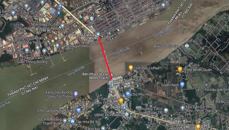 TP. Hồ Chí Minh và tỉnh Đồng Nai thống nhất xây 3 cầu: Cát Lái, Đồng Nai 2, Phú Mỹ 2 - Ảnh minh họa vị trí phà Cát Lái.