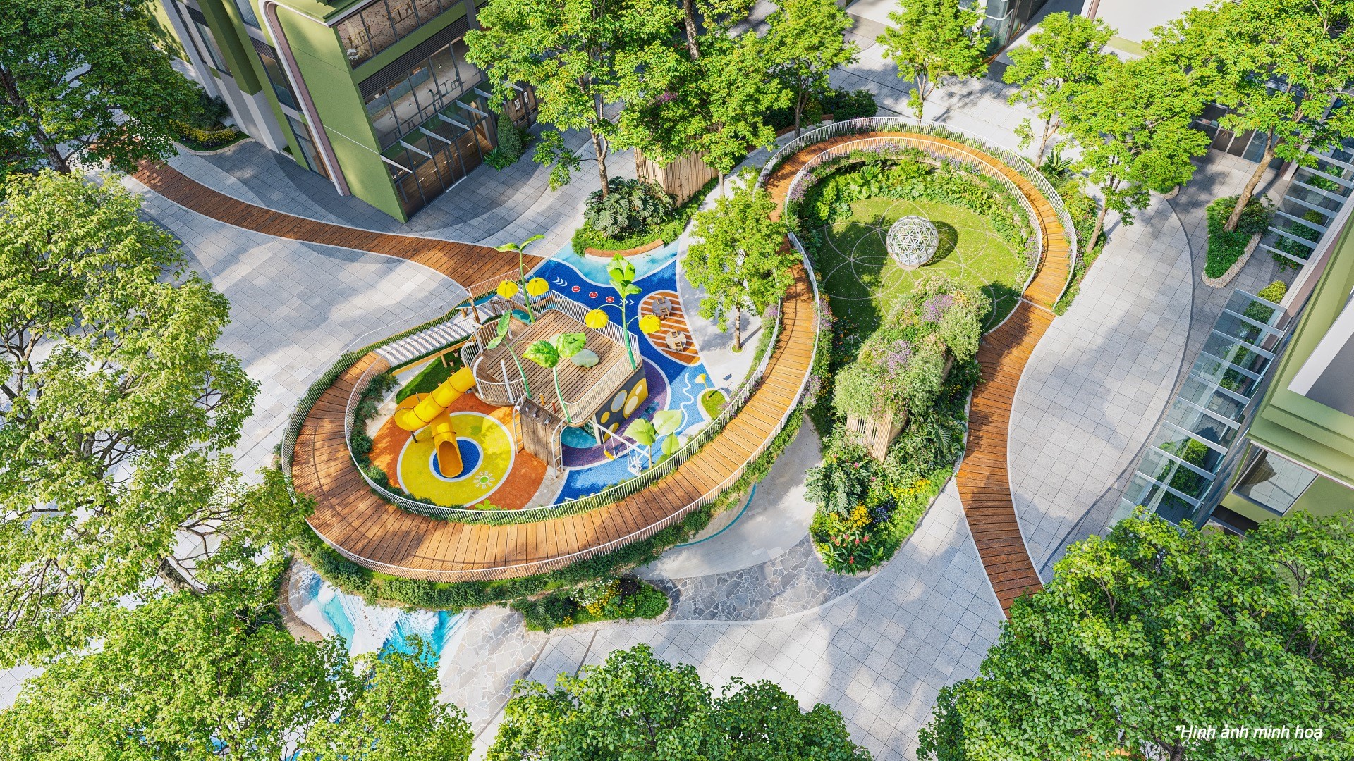 Ứng dụng mô hình “Urban Healing in Nature” xanh hoá tầm mắt cư dân.