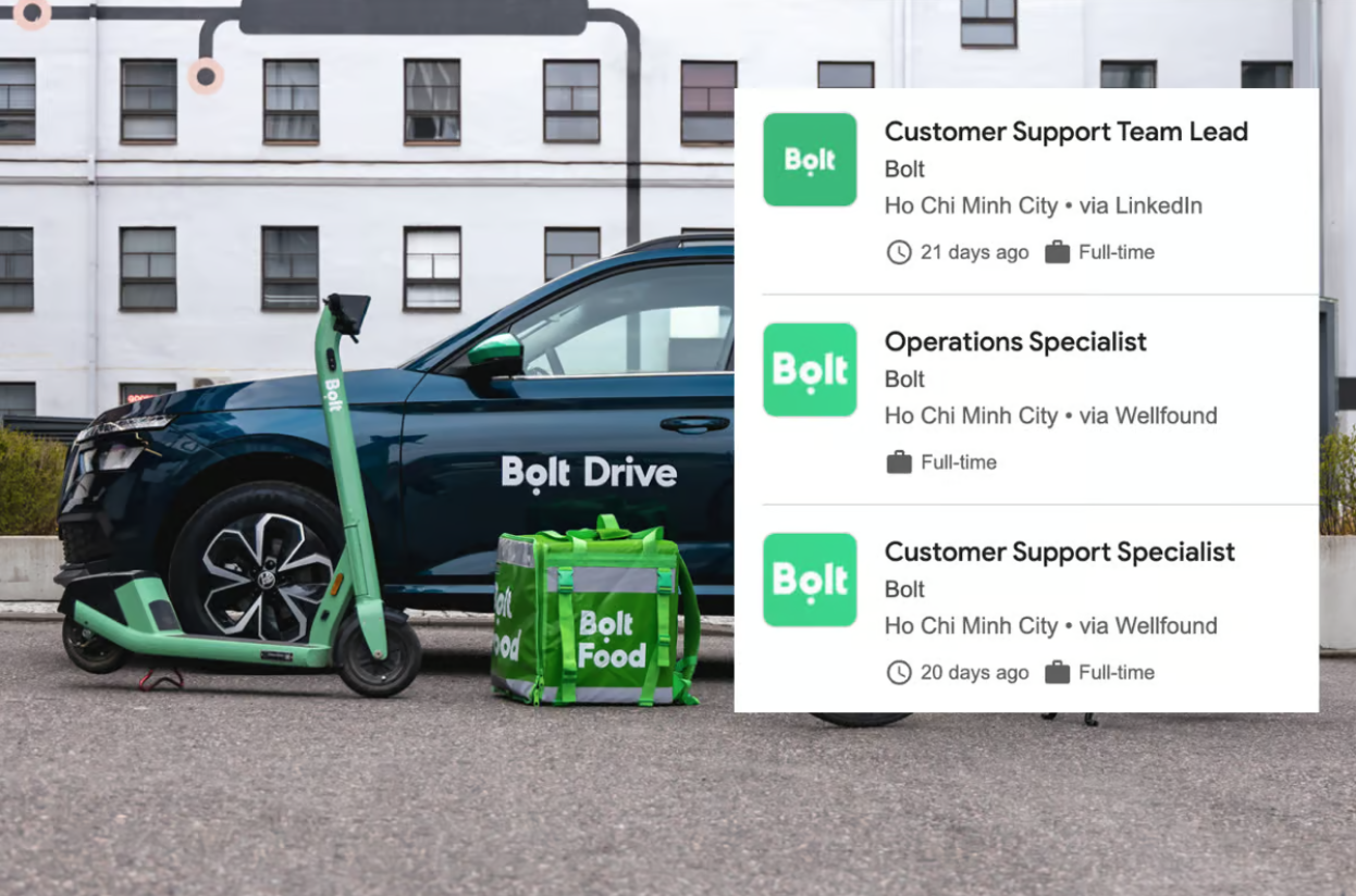 Thương hiệu gọi xe c&ocirc;ng nghệ Bolt đến từ ch&acirc;u &Acirc;u đ&atilde; c&oacute; nhiều động th&aacute;i chuẩn bị tiến v&agrave;o thị trường Việt Nam khi đăng tuyển dụng nhiều vị tr&iacute; việc l&agrave;m tr&ecirc;n c&aacute;c trang mạng x&atilde; hội v&agrave;o th&aacute;ng 1/2025.
