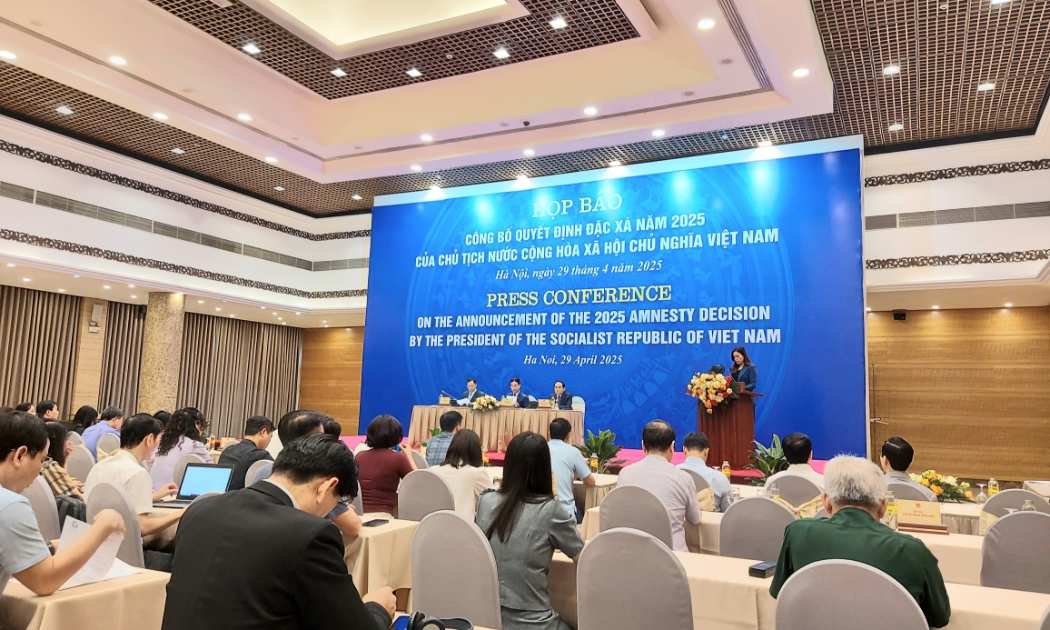 Quang cảnh buổi họp báo chiều 29/4.