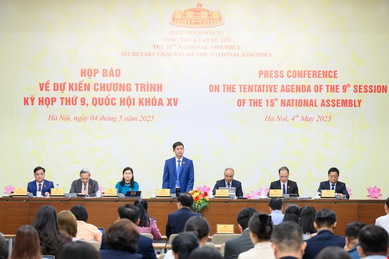 Tổng Thư ký Quốc hội, Chủ nhiệm Văn phòng Quốc hội Lê Quang Tùng chủ trì họp báo về dự kiến chương trình kỳ họp thứ 9, Quốc hội Khóa XV.