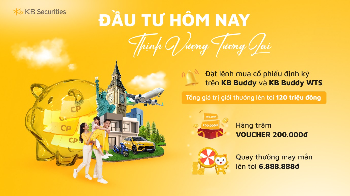 Đặt lệnh mua cổ phiếu định kỳ trên KB Buddy và KB Buddy WTS để nhận ưu đãi và trở thành khách hàng may mắn ở đợt quay thưởng tiếp theo.