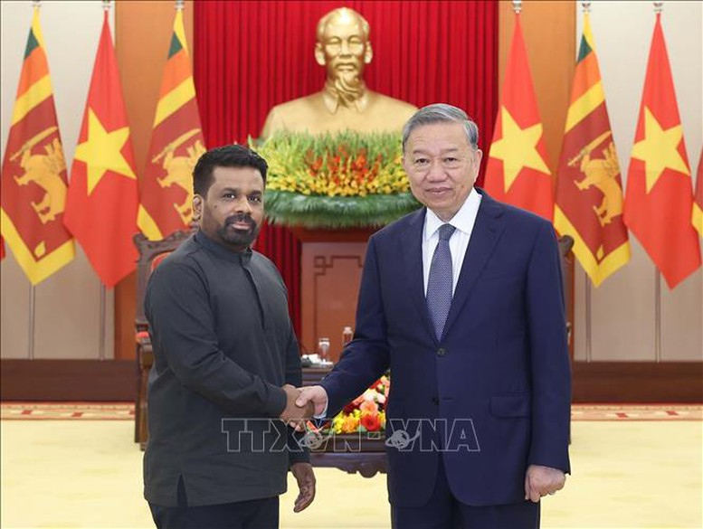 Tổng B&iacute; thư T&ocirc; L&acirc;m tiếp Tổng thống Sri Lanka Anura Kumara Dissanayaka - Ảnh: TTXVN