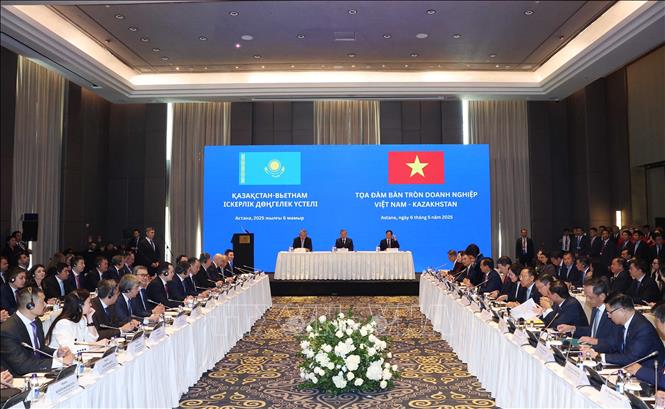 Tọa đàm bàn tròn doanh nghiệp Việt Nam - Kazakhstan. Ảnh: TTXVN.