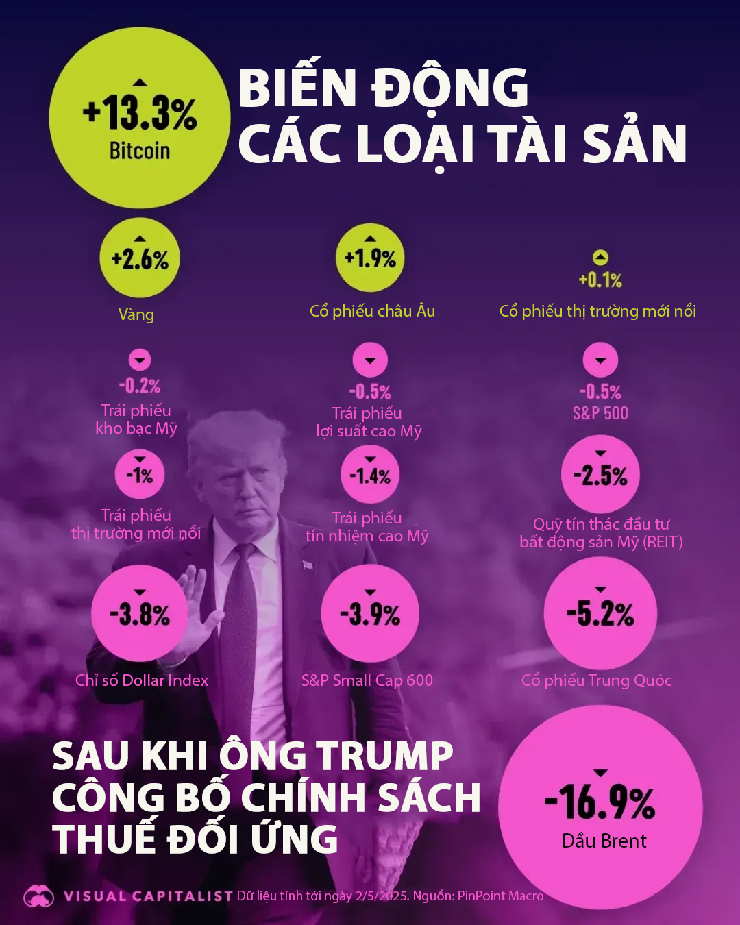 Biến động giá tài sản kể từ khi ông Trump công bố thuế đối ứng - Ảnh 1