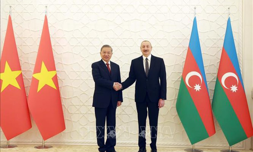 Tổng Bí thư Tô Lâm và Tổng thống Azerbaijan Ilham Aliyev - Ảnh: TTXVN