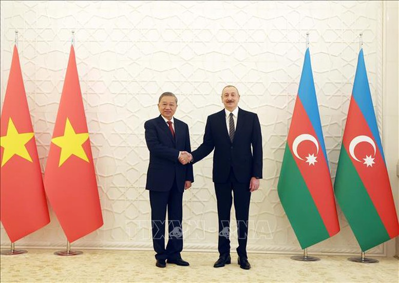 Tổng Bí thư Tô Lâm và Tổng thống Azerbaijan Ilham Aliyev - Ảnh: TTXVN