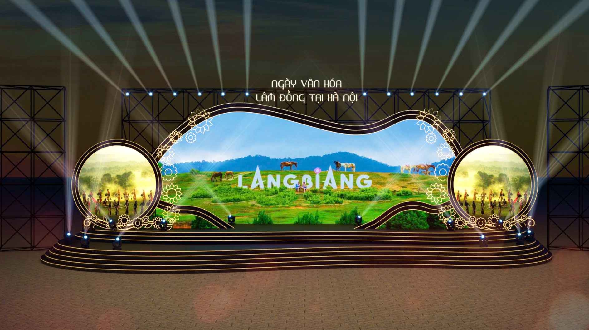 Phối cảnh s&acirc;n khấu nơi diễn ra sự kiện.