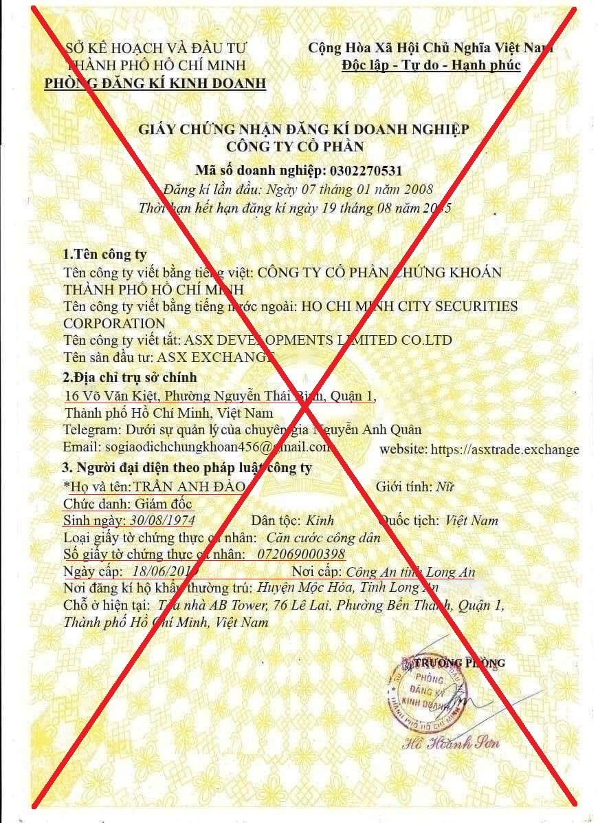 HOSE khẳng định hình ảnh thông tin trên là không đúng.