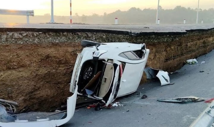 Sự cố sập đường dẫn lên cầu Hoà Bình, Tây Ninh mới đây. Ảnh minh hoạ