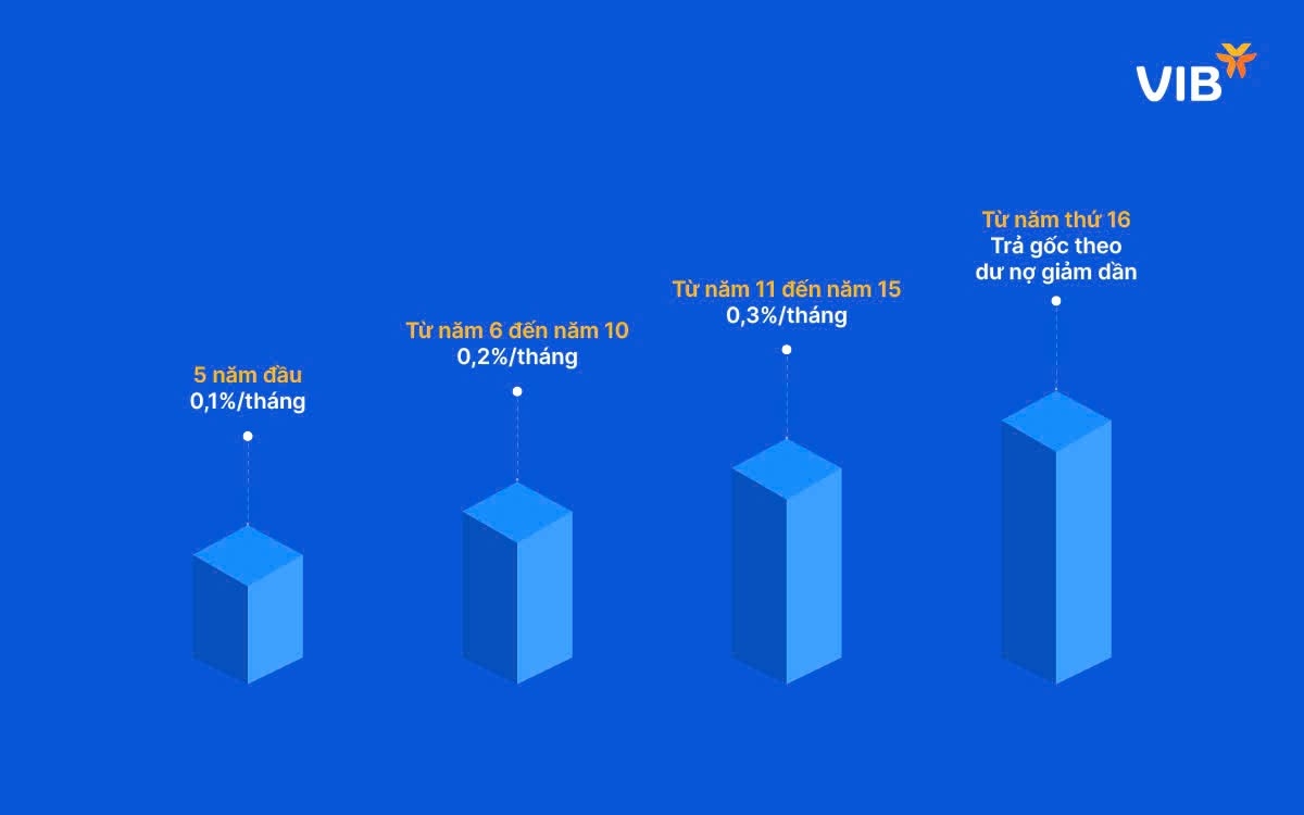 Bảng minh họa trả gốc bậc thang.