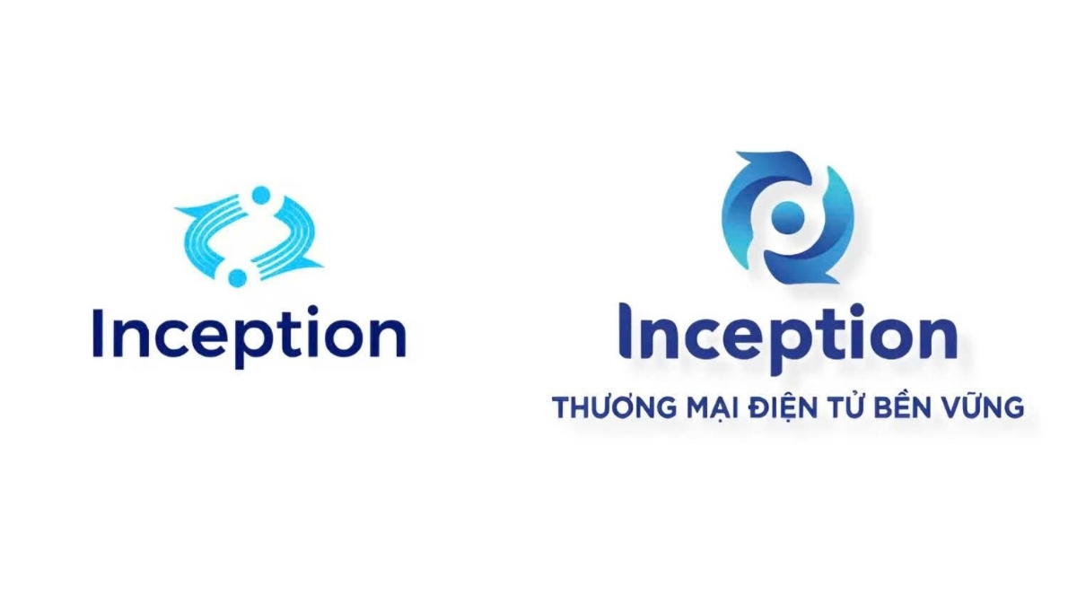 Logo cũ (b&ecirc;n trai) v&agrave; logo mới (b&ecirc;n phải) của Inception.