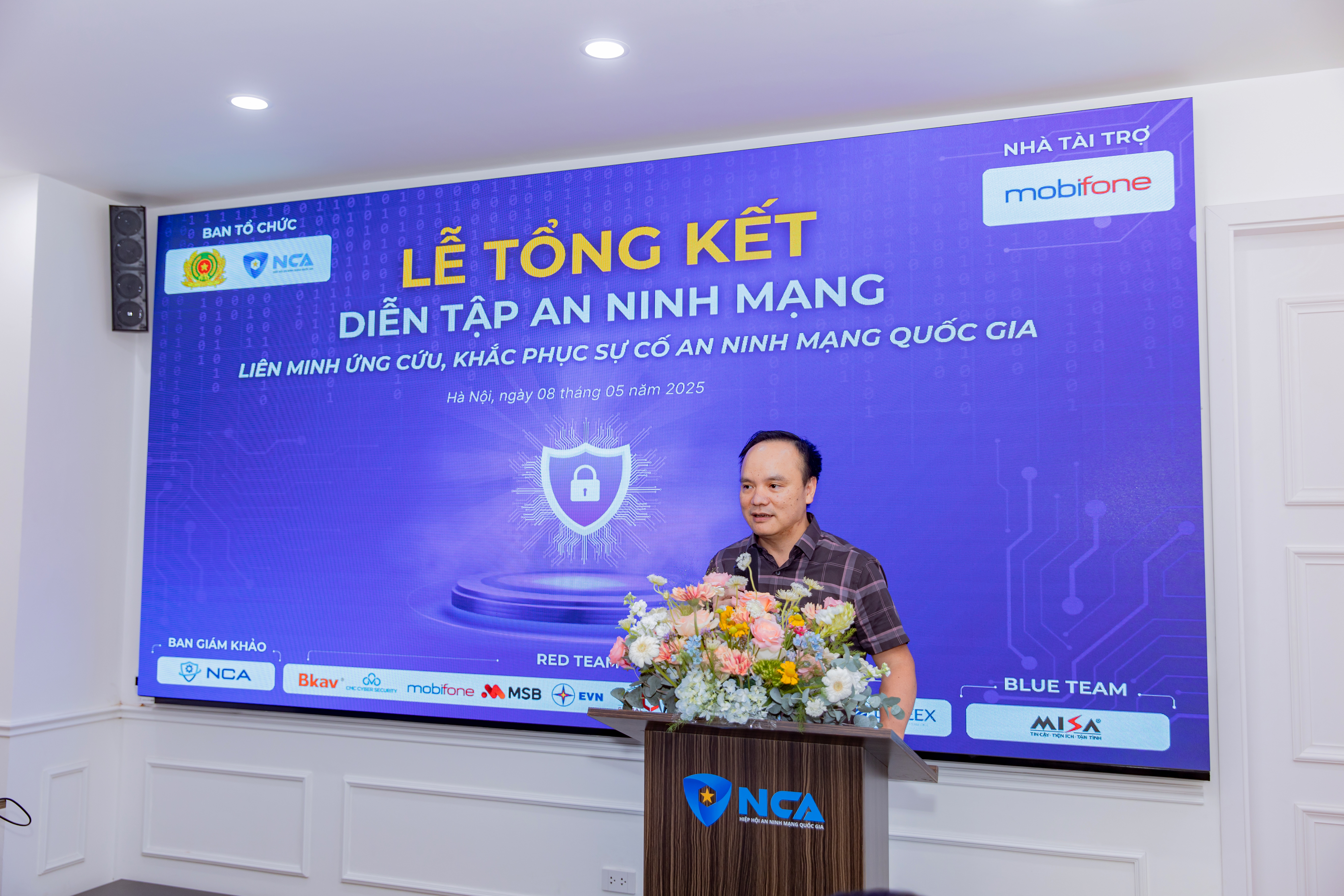 hượng tá Lê Xuân Thủy, Giám đốc Trung tâm An ninh mạng quốc gia phát biểu.