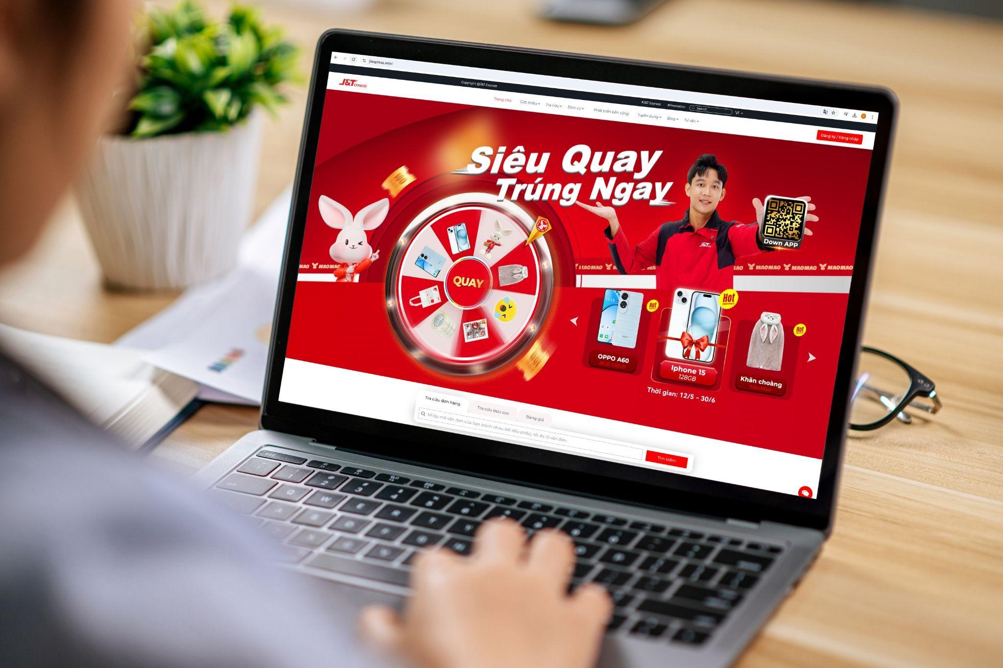 Ngập tràn quà tặng từ chương trình “Siêu quay trúng ngay” khi sử dụng ứng dụng giao hàng J&T Express VN Pro.