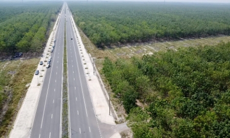 Khu vực giải phóng mặt bằng đường cao tốc TP.HCM - Thủ Dầu Một - Chơn Thành tại vị trí giao với đường Tạo lực Bắc Tân Uyên - Phú Giáo - Bàu Bàng. Ảnh: Ủy ban nhân dân tỉnh Bình Dương.