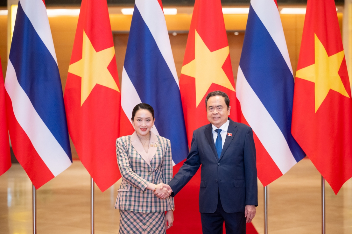 Chủ tịch Quốc hội Trần Thanh Mẫn hội kiến Thủ tướng Thái Lan Paetongtarn Shinawatra - Ảnh: Quochoi.vn