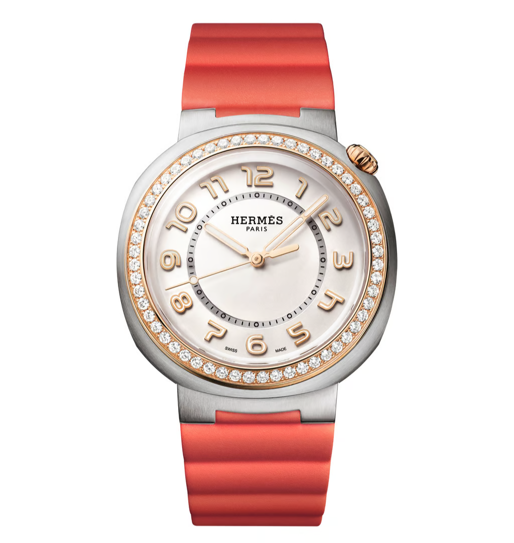 Đồng hồ Herm&egrave;s Cut bằng th&eacute;p v&agrave; v&agrave;ng hồng đ&iacute;nh kim cương.