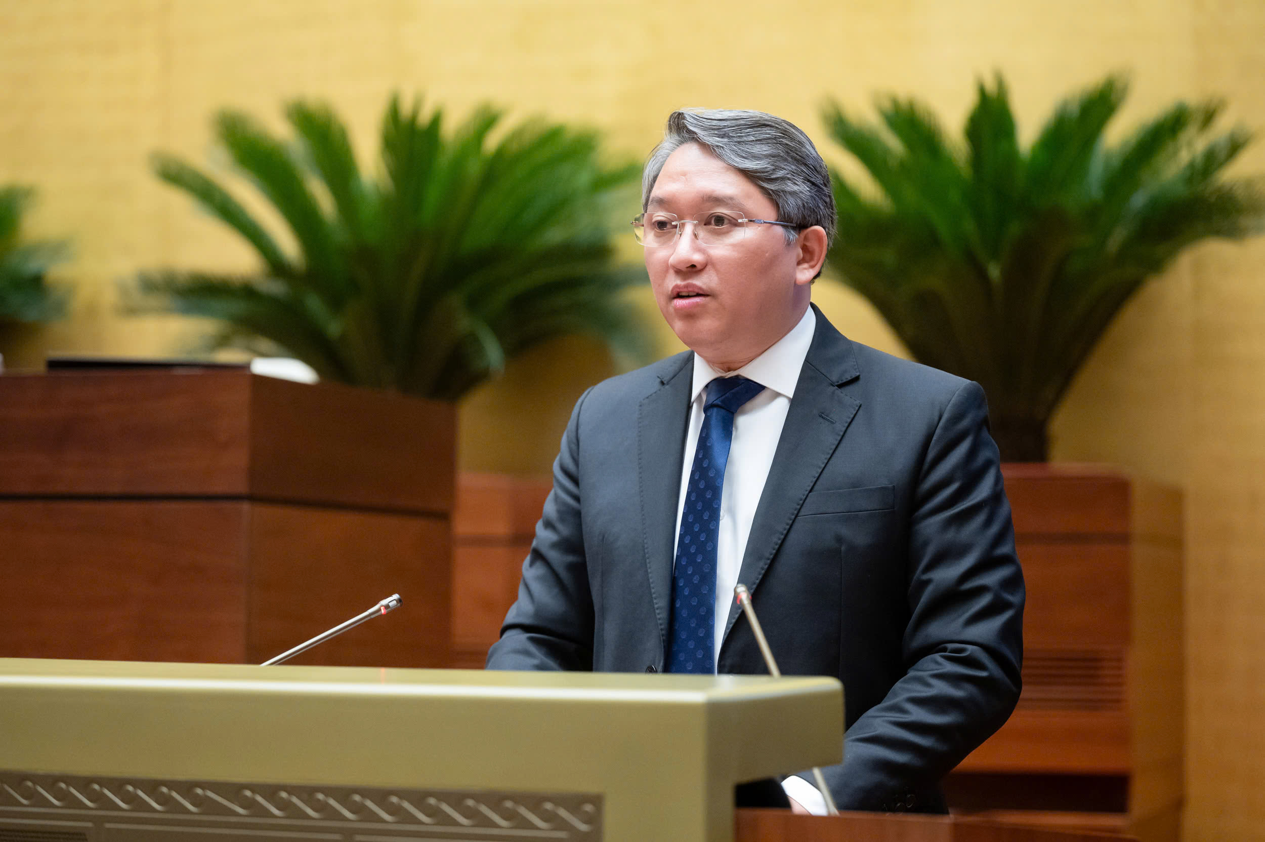  Bộ trưởng Bộ Tư pháp Nguyễn Hải Ninh trình bày Tờ trình .