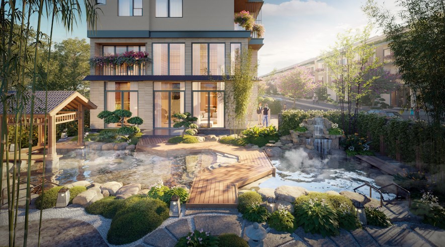 Onsen Clubhouse - nơi cư dân trải nghiệm trị liệu khoáng nóng, thiền và yoga mỗi ngày, giúp tái tạo năng lượng cả thân - tâm - trí.