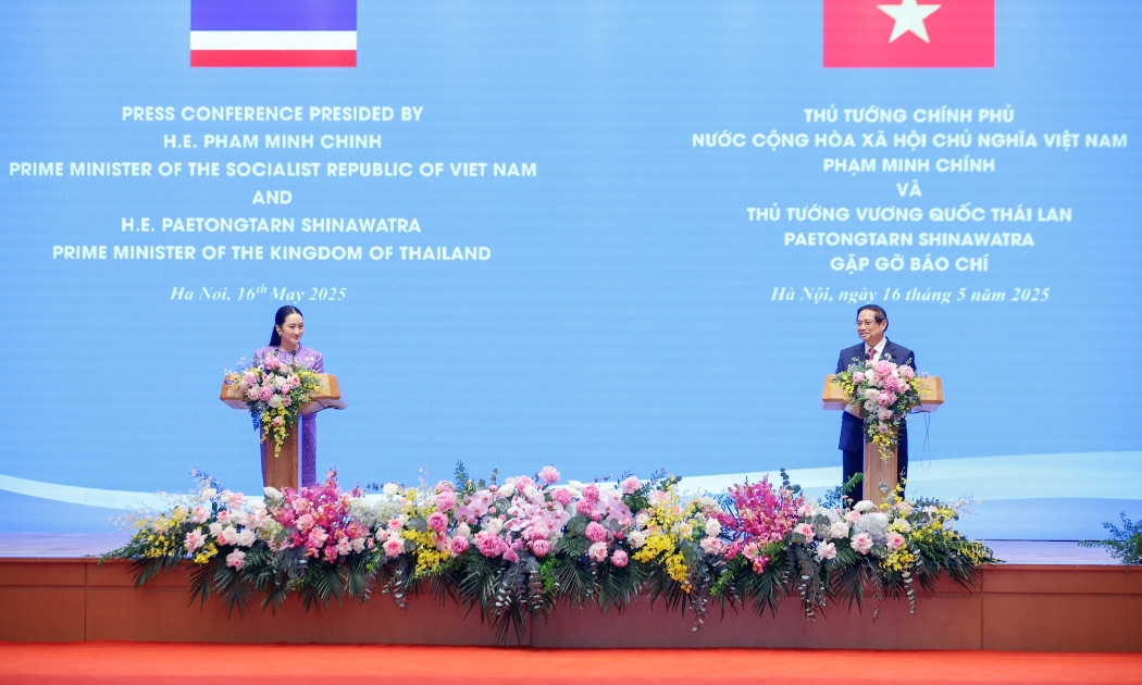Thủ tướng Phạm Minh Chính cho biết hai nước nâng cấp quan hệ lên Đối tác chiến lược toàn diện trong chuyến thăm của Thủ tướng Paetongtarn Shinawatra - Ảnh: VGP