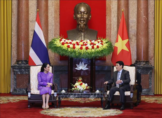 Chủ tịch nước Lương Cường tiếp Thủ tướng Thái Lan Paetongtarn Shinawatra - Ảnh: TTXVN