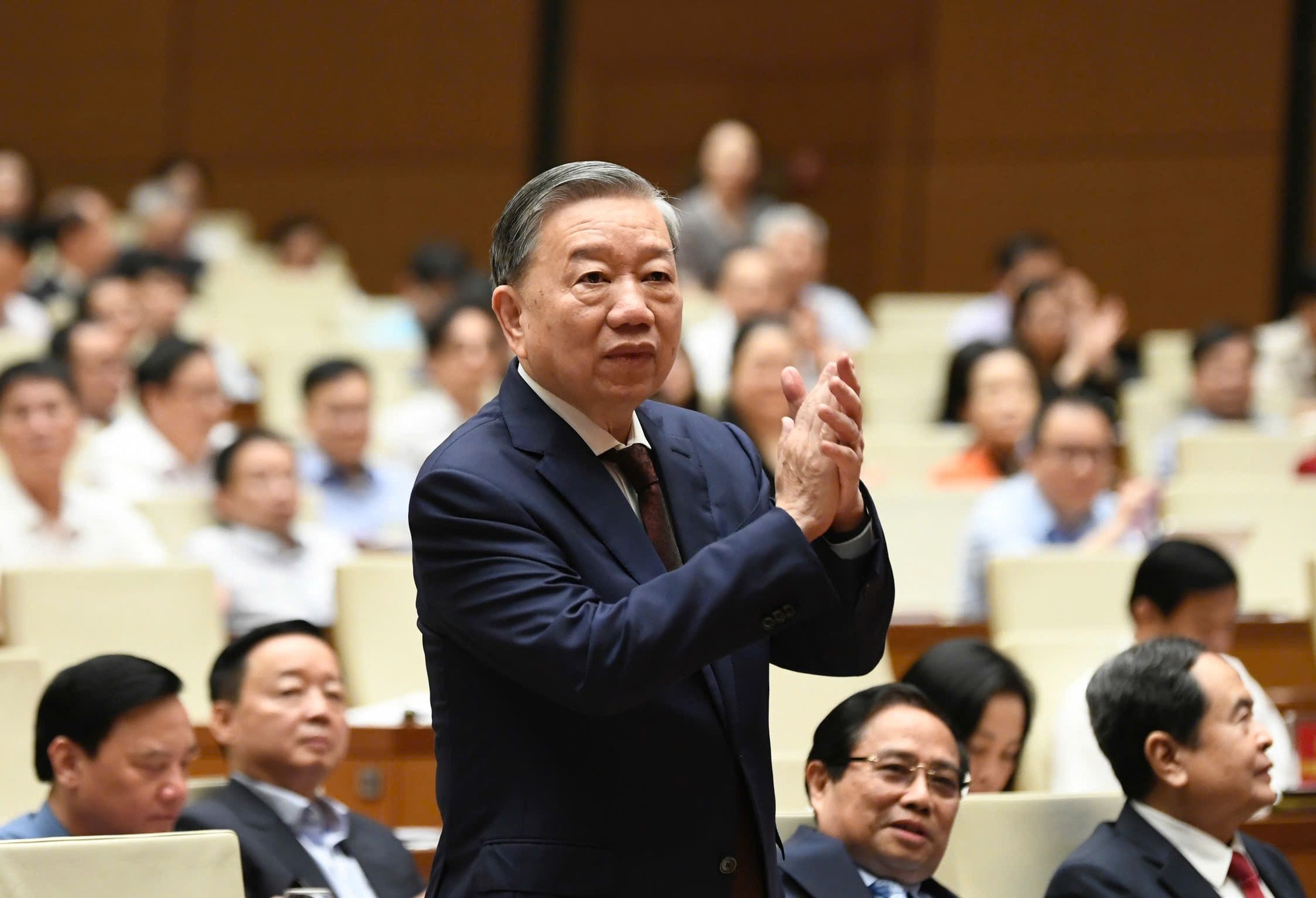 ổng B&iacute; thư T&ocirc; L&acirc;m dự Hội nghị tại điểm cầu Trung ương - Ảnh: VGP/Nhật Bắc