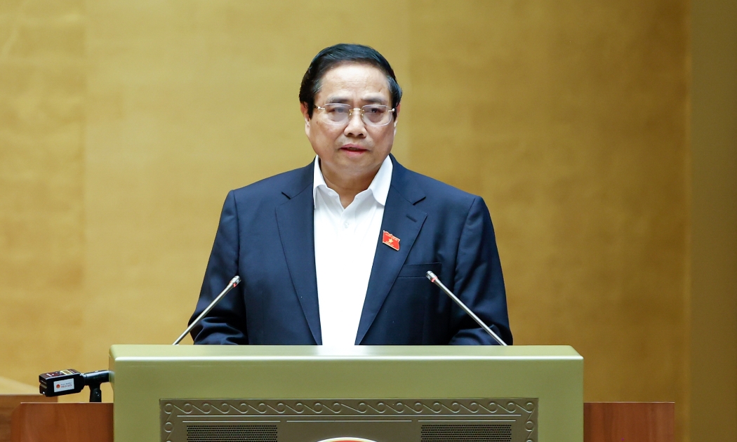 Thủ tướng Phạm Minh Chính trình bày về Nghị quyết 68 tại Hội nghị.