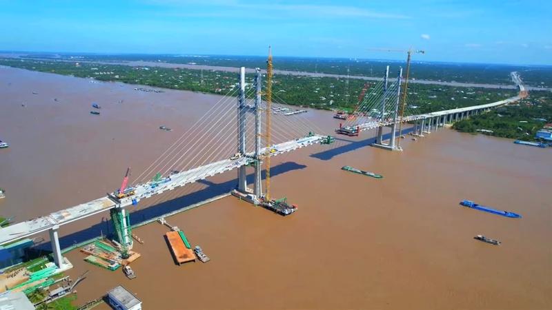 Cầu Rạch Miễu 2 sẽ kịp hợp long vào đúng dịp 30/4/2025 - Nguồn: Ban Quản lý dự án Mỹ Thuận.