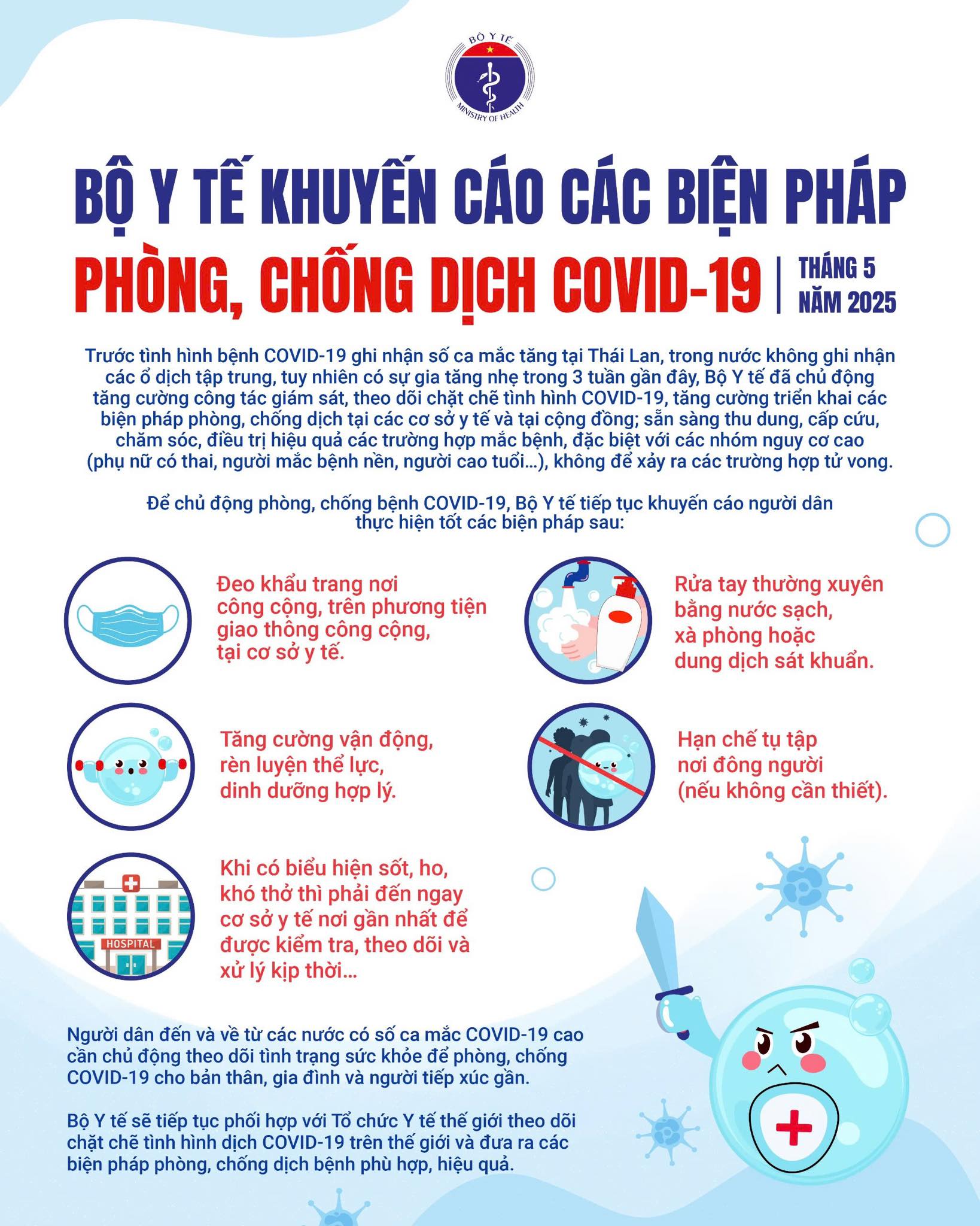 Khuyến cáo phòng, chống dịch Covid-19 trong thời gian tới của Bộ Y tế. Nguồn: Bộ Y tế.