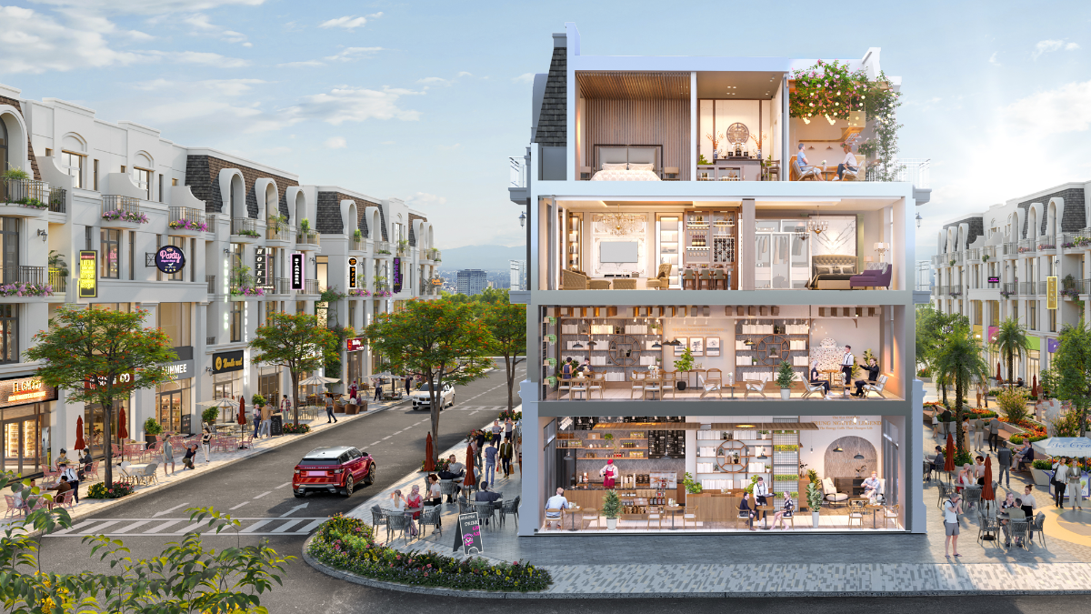 M&ocirc; h&igrave;nh Hybrid Home độc đ&aacute;o, kh&ocirc;ng gian linh hoạt gi&uacute;p chủ nh&acirc;n vừa ở, vừa kinh doanh hoặc cho thu&ecirc; sinh lời.