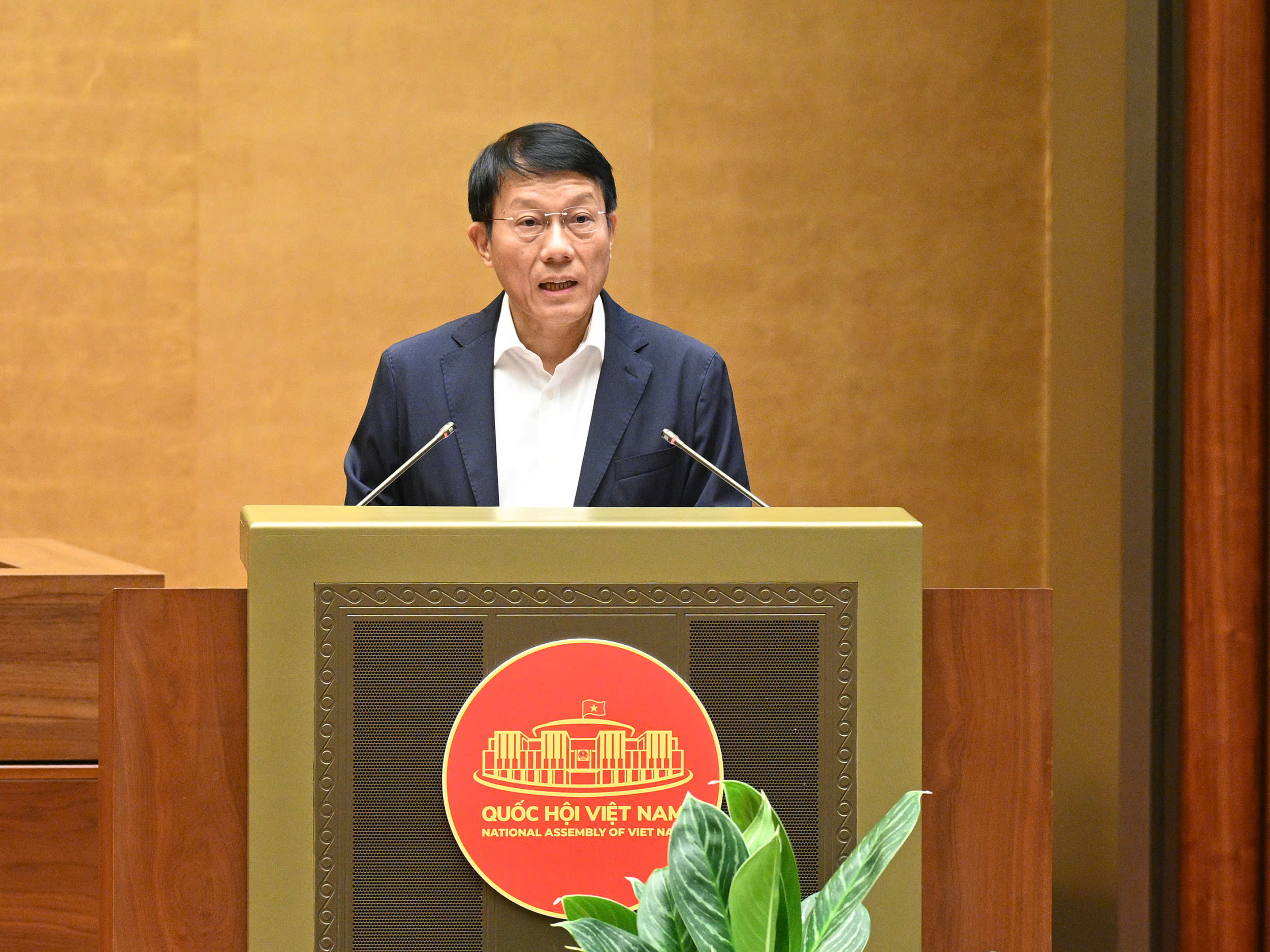 Bộ trưởng Bộ Công an Lương Tam Quang trình bày tờ trình. Ảnh: Quochoi.vn