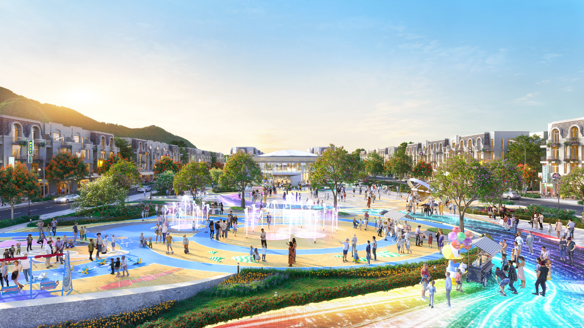 Quảng trường &aacute;nh s&aacute;ng Ng&acirc;n H&agrave; với c&ocirc;ng nghệ LED hiện đại.