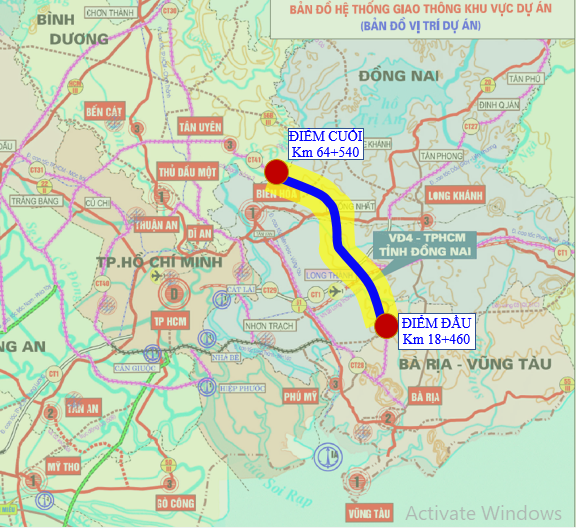 Hướng tuyến Dự &aacute;n Đường V&agrave;nh đai 4 - Nguồn: Sở X&acirc;y dựng tỉnh Đồng Nai.