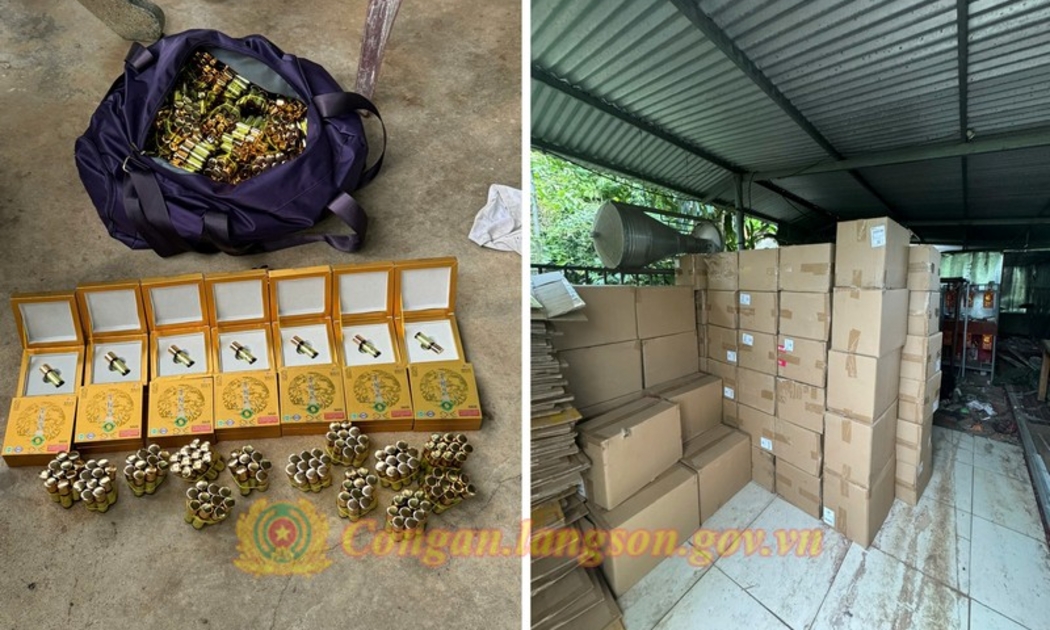 Một số tang vật cơ quan Công an thu giữ. Ảnh: Cổng thông tin điện tử Công an tỉnh Lạng Sơn.