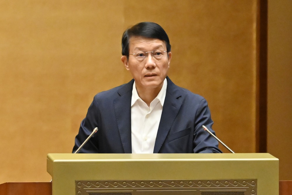 Bộ trưởng Bộ Công an Lương Tam Quang trình bày Tờ trình. Ảnh: Laodong.vn.