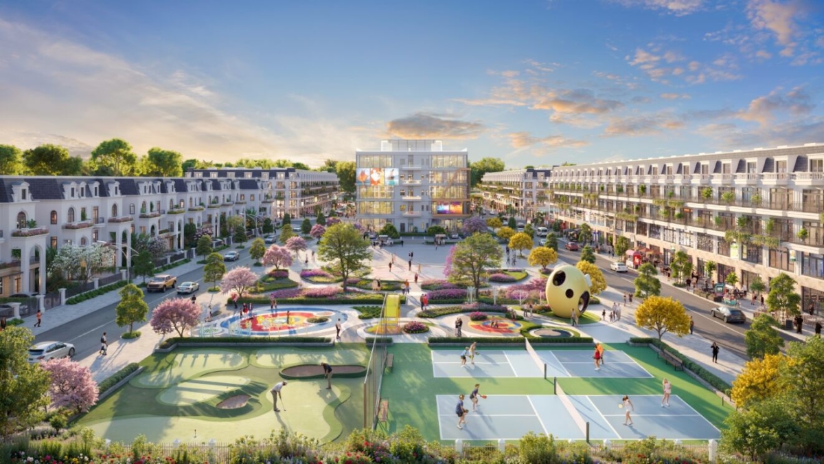 Cảnh quan l&otilde;i dự &aacute;n Phố Hiến City với kh&ocirc;ng gian xanh v&agrave; c&aacute;c tiện &iacute;ch đẳng cấp.