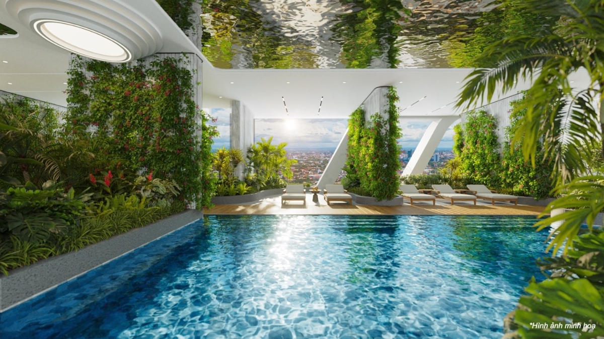 Phối cảnh hồ bơi &ldquo;sky pool&rdquo; tr&ecirc;n tầng 20 của La Pura.
